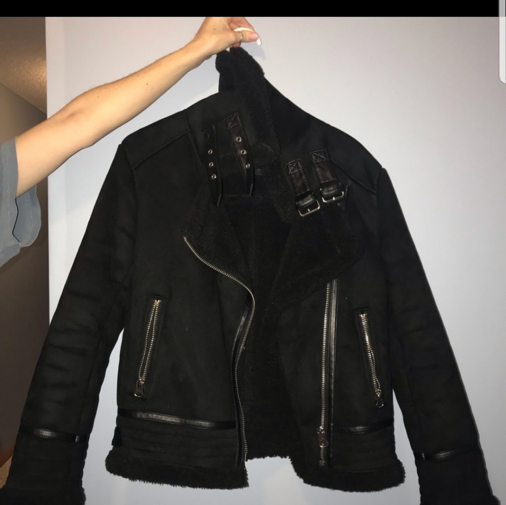Faux Suede Moto Jacket
